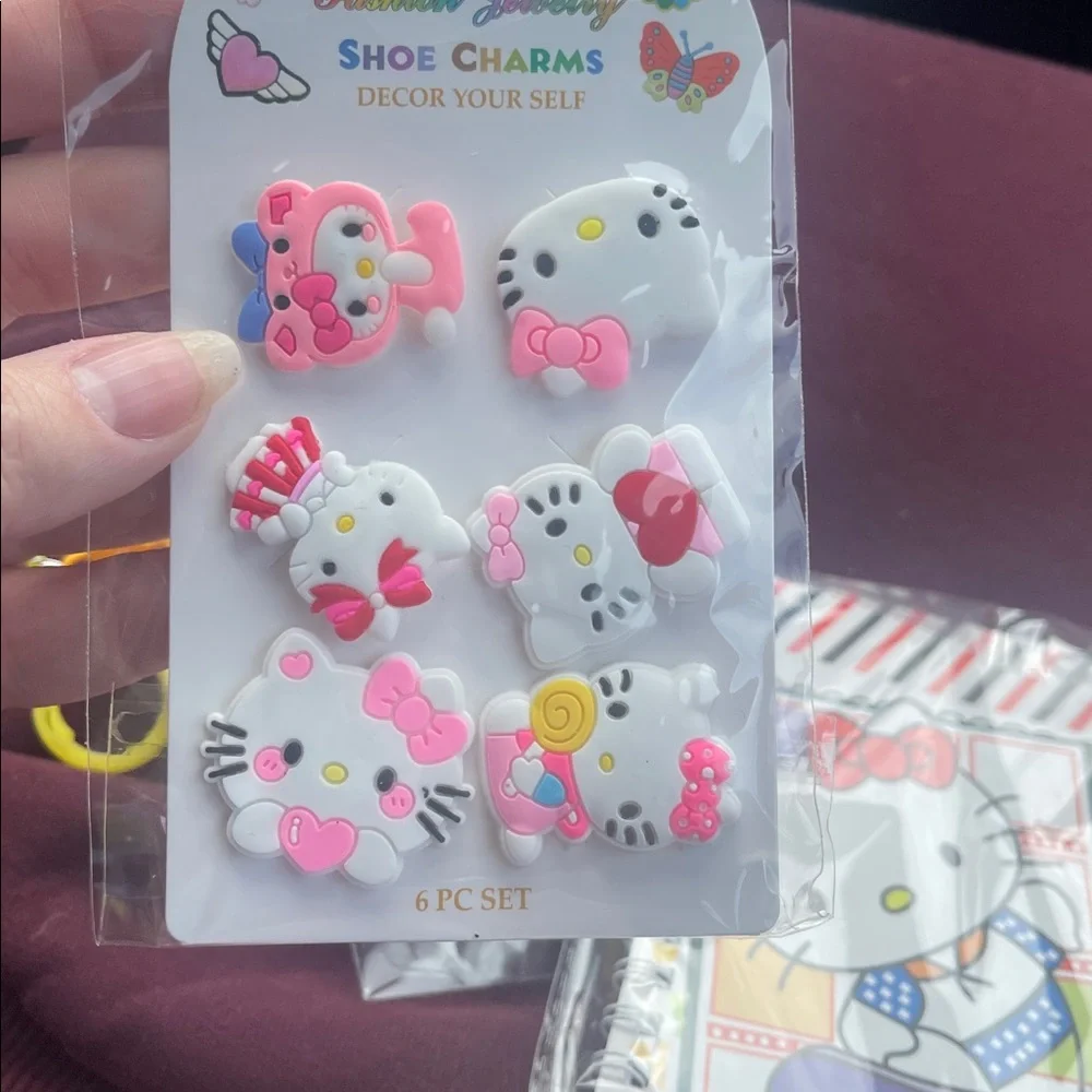 Hello Kitty and My Melody Accessories Set bundle of 6 croc charms socks pen nwt